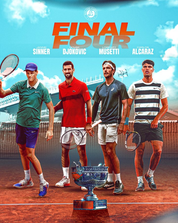 电子png游戏法网男单半决赛赛程：德约vs辛纳不早于明天凌晨1点开始